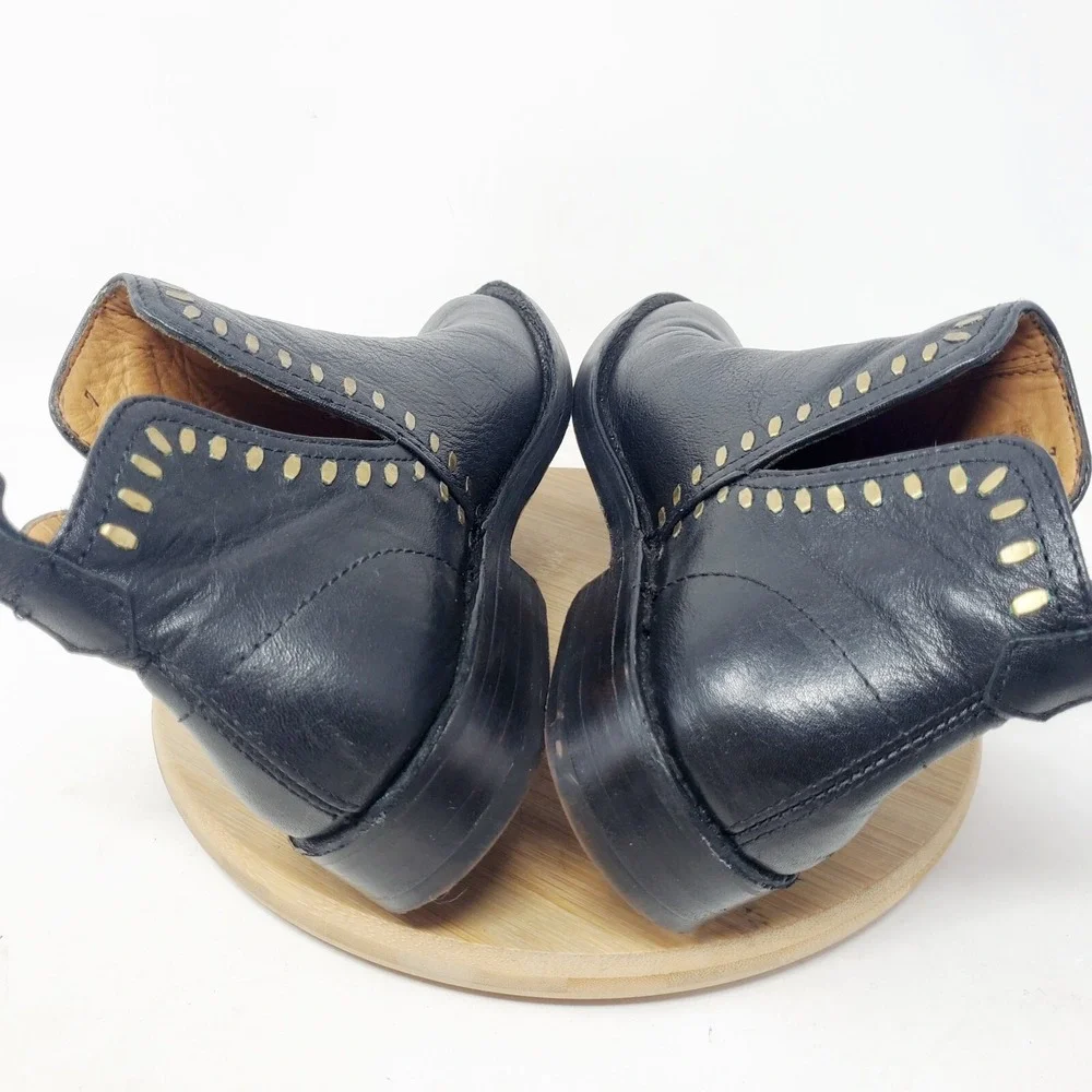 Calleen Cordero Boots Womens 7 Black Leather Ankle Bootie Studded Moto Boho Shoe